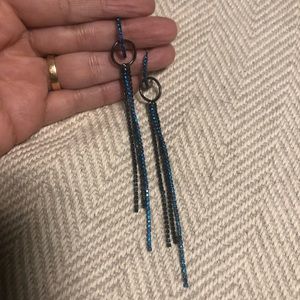 blues dangle earrings with half hoop